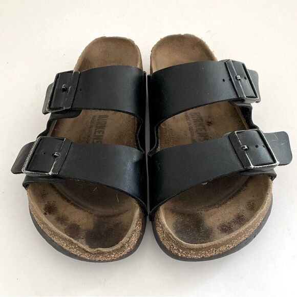 Birkenstock Black Leather Sandals Regular Width US size 6-6.5 Boho Beach Coastal - Picture 5 of 14